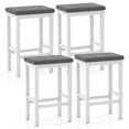 thumbnail image 1 of Gymax 24'' Upholstered Bar Stools Set of 4 Home Kitchen Stools w/ Solid Wood Support Legs Gray & White, 1 of 10