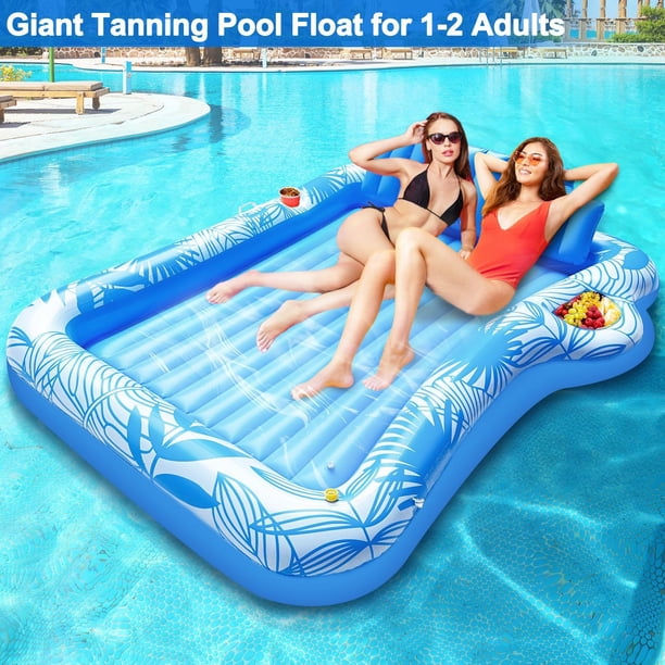 Matelas Gonflable Piscine Adultes,160X100Cm Bouée Gonflable Piscine Avec Dossier,Matelas Piscine Gonflable Avec Porte-Boisso[AL22] - Jeux - Jouets