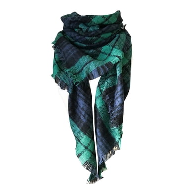 B91xZ Foulard d'Automne et d'Hiver pour Femmes, Foulard Épaisse Longue à Carreaux, Foulards Tartan d'Hiver pour Hommes Femmes, Vert Taille Unique