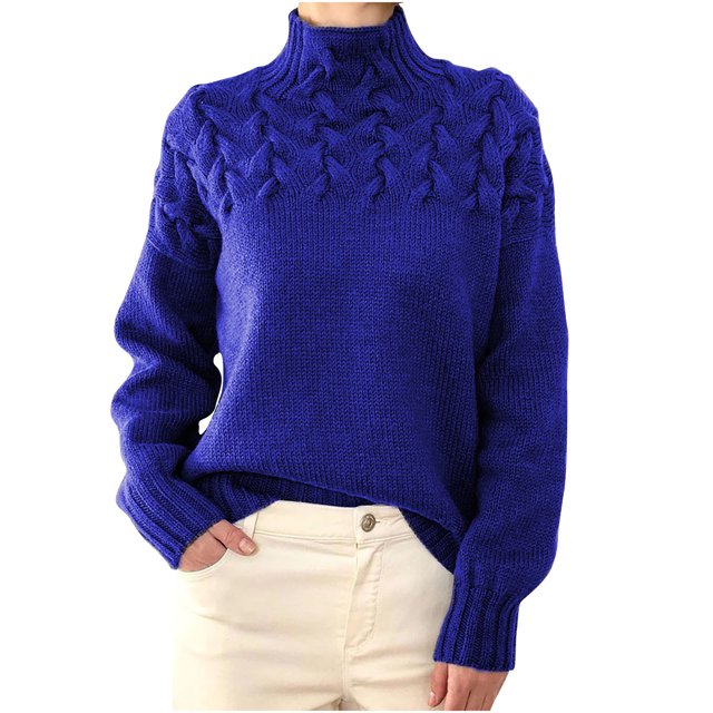 Besolor Chandails à Col Roulé pour Femmes Manches Longues Décontractées Tricot Torsadé Pull Ample Automne Hiver