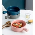 thumbnail image 3 of facefd Ceramic Salad Bowl Handled Solid Color Adorable Washable Cute Home Breakfast Dinner Soup Fruit Bowls Tableware Black, 3 of 8