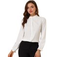 thumbnail image 1 of INSPIRE CHIC Blouse Haut à Col Montant à Volants Boutonné à Manches Longues pour Femme P Blanc, 1 of 6