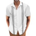 thumbnail image 1 of BOBOGOJP Robe Coupe-Muscle pour Homme Chemises Boutonnées Chemises Imprimées à Manches Courtes, Blanc, 1 of 5