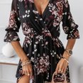 thumbnail image 4 of XZNGL Robe Maxi à Manches Longues pour Femmes Mode pour Femmes Bohème Col en V Ample Demi-Manche Ligne A Imprimé Floral Longue Robe Maxi Longue Robe Maxi pour Femmes Robe Maxi Florale pour Femmes, 4 of 8