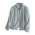 thumbnail image 3 of 2025 Veste Unie pour Femmes à Fermeture Éclair Complète, Chandails à Capuchon pour Femmes, Col à Fermeture à Glissière, Douillette, Longue Veste pour Femmes, Vêtement d'Extérieur, 3 of 3