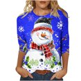 thumbnail image 2 of Jienlioq Hauts Grande Taille pour Femmes Mode T-Shirt Décontracté de Noël pour Femmes à Imprimé Col Rond Manches 3/4 Haut Blouse Rabais, 2 of 5