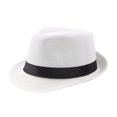 thumbnail image 1 of Fedora Hat Wide Brim Sun Protection Solid Color Panama Cap Boater Summer Beach Sunhat for Vacation, 1 of 11