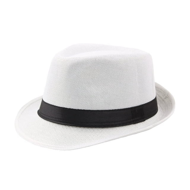 Fedora Hat Wide Brim Sun Protection Solid Color Panama Cap Boater Summer Beach Sunhat for Vacation