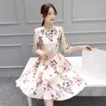 thumbnail image 2 of Robe Élégante à Manches Longues pour Femmes Grande Taille, Robe de Bal, Cocktail, Soirée, Fête, Midi à Fleurs, 2 of 6