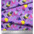 thumbnail image 2 of Soimoi Purple Rayon Fabric Circle & Triangle Geometric Decor Fabric Printed Yard 42 Inch Wide, 2 of 5