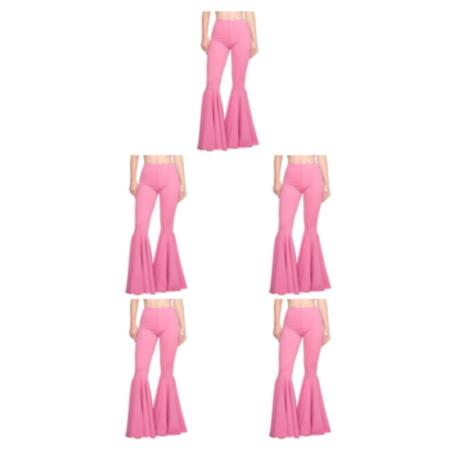 Youkk Lightweight High Waist Bell Bottom Comfortable Multiple Sizes Available Trousers pink L 5Set