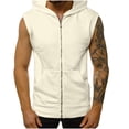 thumbnail image 1 of Men's Solid Color Sleeveless Zip-Up Hooded With Pockets Sleeveless Top(White,S), 1 of 6