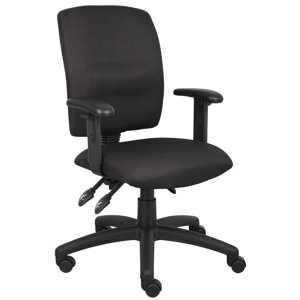 Boss Office Products Tâche de tissu Office Chaise avec bras réglables en noir