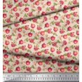 thumbnail image 3 of Soimoi White polyester Crepe Fabric Floral & Pomegranate Fruits Print Sewing Fabric BTY 42 Inch Wide, 3 of 6