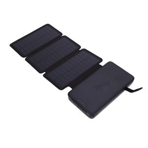 20000mAh Solar Power Bank, Efficient Wireless Power Bank with Tri Fold Solar Panel & LED Light & Double USB Output, Waterproof External Battery Pack for Phone Tablet Outdoor