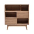 thumbnail image 3 of Pemberly Row Bookcase 3 Open Shelves 2 Sliding Door Panels in Natural, 3 of 12