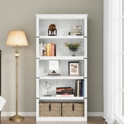 5-Tier Book Shelf,Tall Farmhouse Bookshelf, Floor Standing Display Storage Shelves,Modern Wide Book Shelf Ideal for Home Office