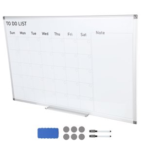 KFFKFF Planning mensuel magnétique, 36x24", Calendrier mural d'Erase à sec, Inclut 1 Effacement, 2 Marqueurs & Plateau, idéal pour bureau, maison, école