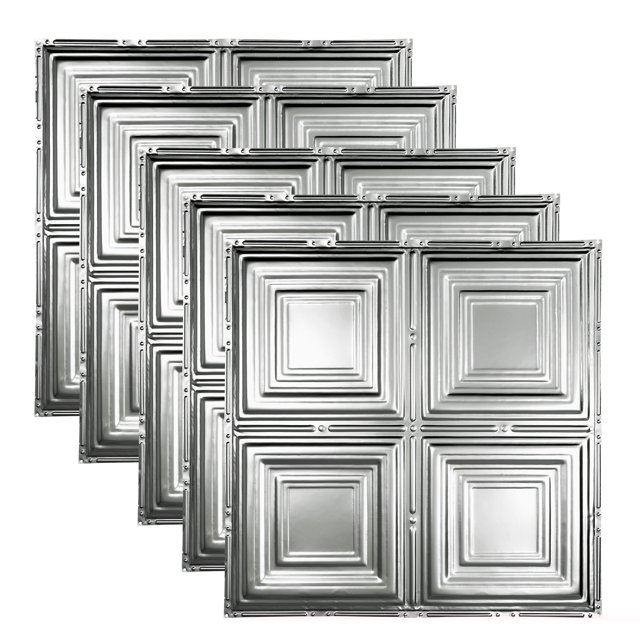 Great Lakes Tin Syracuse Unfinished 2ft x 2ft Nail Up Ceiling Tiles (5 Pack)