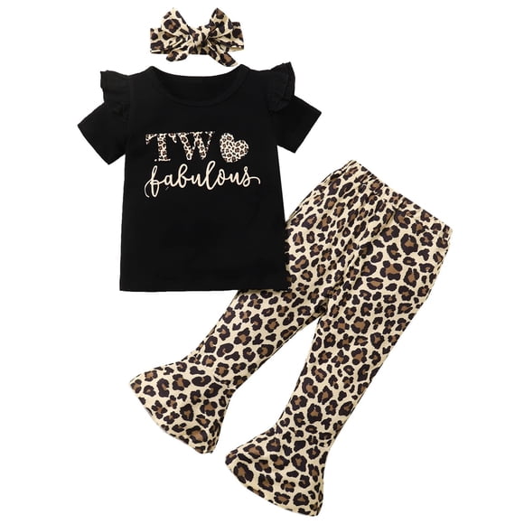 Baby Girl 2nd Birthday Outfit Girl 2 Year Old Birthday Outfit Toddler Leopard Clothes (Leopard 3T)