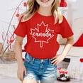 thumbnail image 2 of MEZZALL T-Shirt à Manches Courtes pour Filles, T-Shirt d'Été à Col Rond, T-Shirts Coupe Décontractée, Hauts Basiques, Rouge, 3-4 Ans, 2 of 4