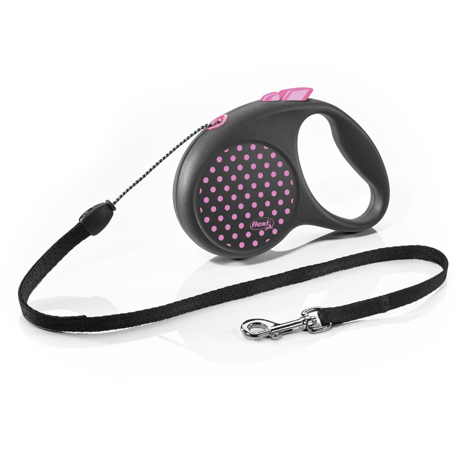 Flexi FUN Dots Small Retractable Dog Leash, Pink, 5m/16ft
