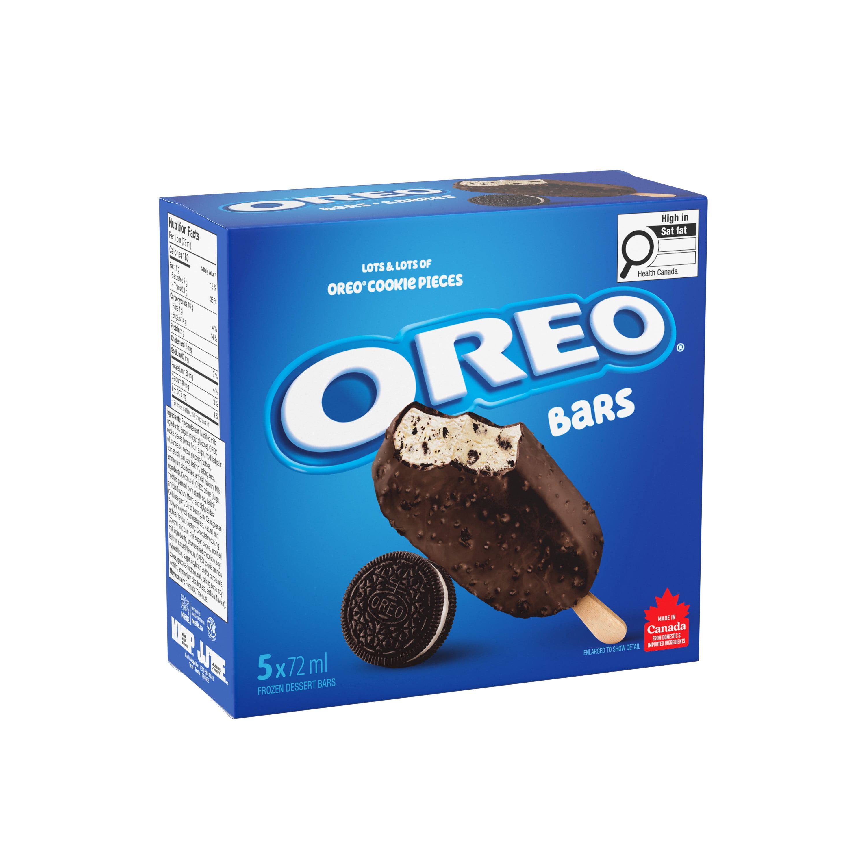 CHRISTIE OREO Barres, dessert glacé à la vanille avec biscuits OREO et enrobage chocolaté 360 ml