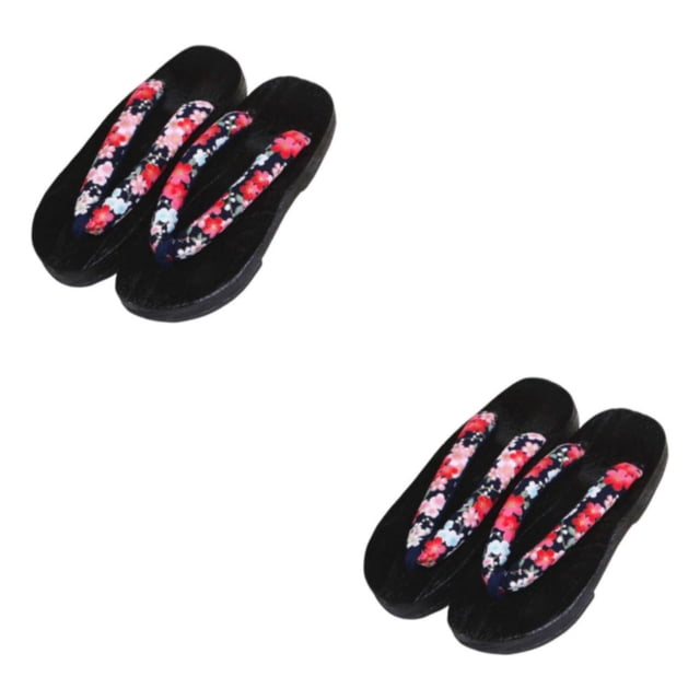 ZheElen Japanese Clogs Slippers Geta Sandals Flip Flops for Men Women 36 Black Round Size 37 2Set