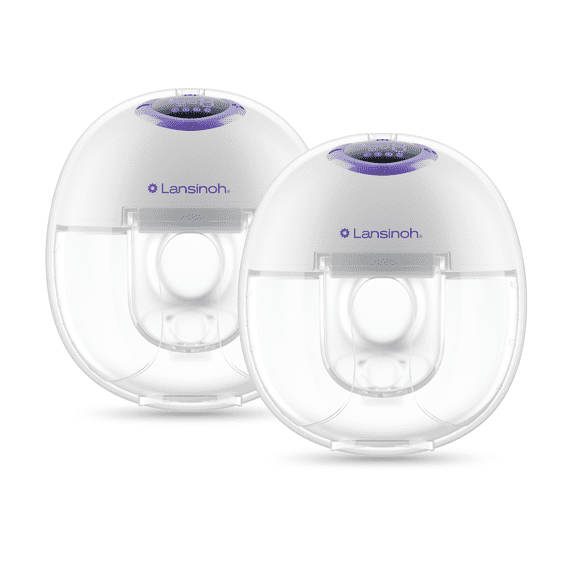 Tire-lait portable Lansinoh Discreet Duo, tire-lait mains libres, conception anti-fuites, 2 tailles de téterelle : 24 mm et 21 mm, pour un pompage confortable