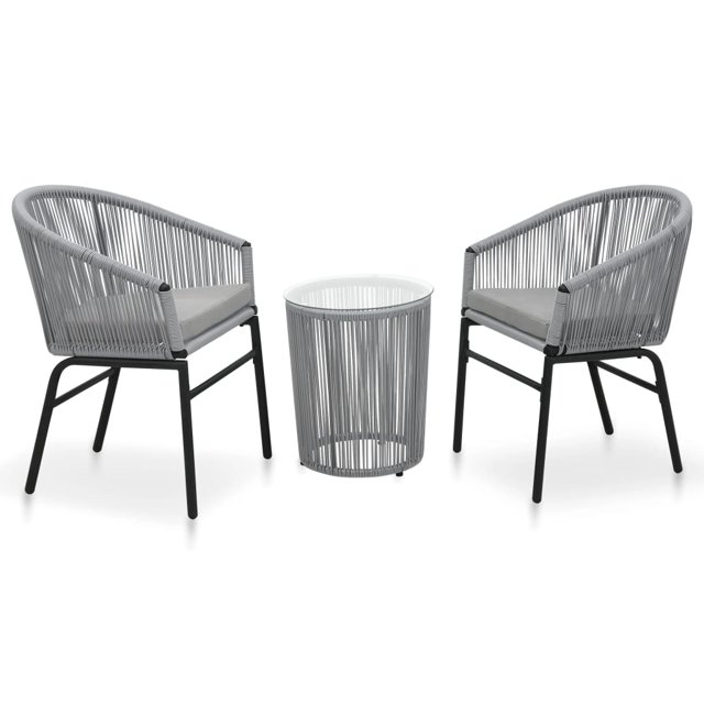 vidaXL Ensemble Bistro 3 Pcs avec Coussins en Rotin PE Anthracite