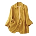 thumbnail image 2 of EQWLJWE Vestes Blazer pour Femmes Liquidation Femmes Dames Uni Col Rabattu Veste Manches Longues Manteau Vêtement d'Extérieur, 2 of 4