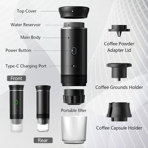 Wireless Electric Portable Espresso Coffee Machine Camping Coffee Maker Capsule Powder Travel Coffee Maker Silver
