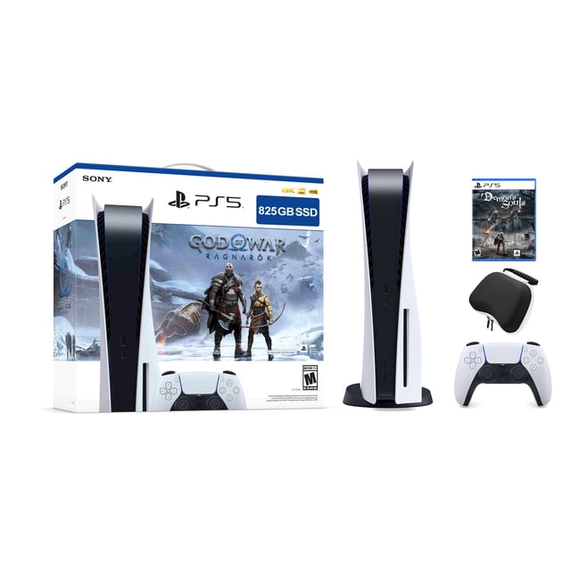 PlayStation 5 Disc Edition God of War Ragnarok Bundle with Demon's Souls and Mytrix Controller Case