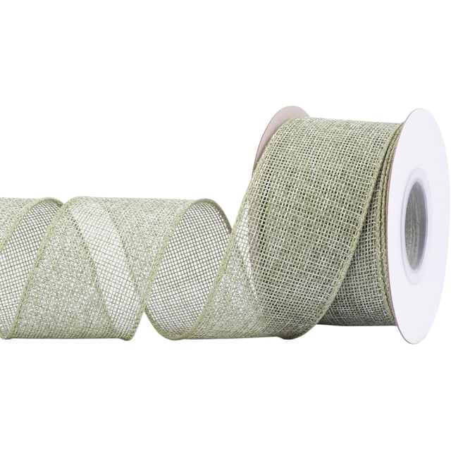 Joycrosso Burlap Wired Edge Ribbon 2 inch x 10 Yards, Spring Moss, Ideal for Crafting, Gift Wrapping, Wreath, Christmas Tree, and Rustic Wedding Decorations