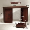 thumbnail image 3 of HOMCOM Bureau d'Ordinateur avec Étagères de Rangement à 3 Niveaux, Bureau pour Bureau à Domicile, Noyer, 3 of 10