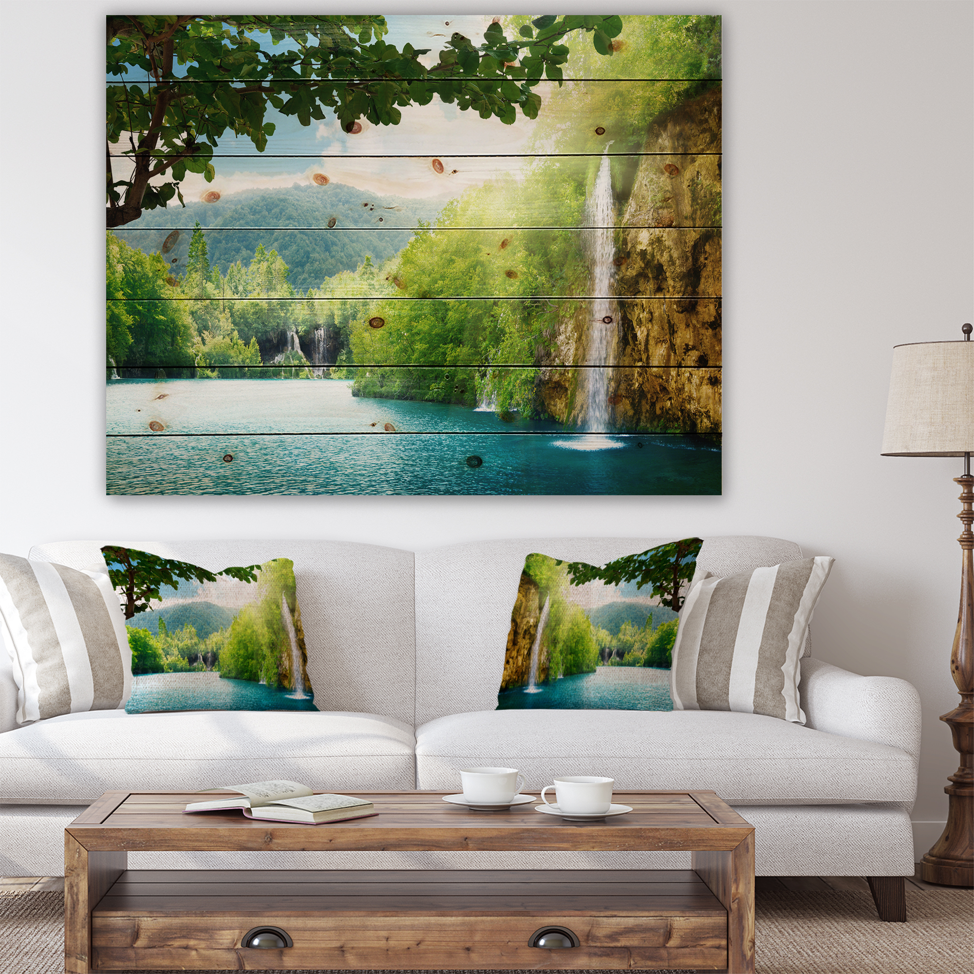 Tableau sur toile imprimée Design Art Photographie paysage Chute d'eau en forêt profonde