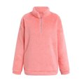 thumbnail image 4 of Yuyuzo Womens Fuzzy Fleece Sweatshirts Plus Size Half Zip Long Sleeve Oversized Pullover Tops, 4 of 5