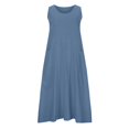 thumbnail image 4 of CHOK Robes Décontractées pour Femmes Couleur Unie Sans Manches Coton Lin Poches Longue Robe Dames Plage Été Robes, 4 of 8