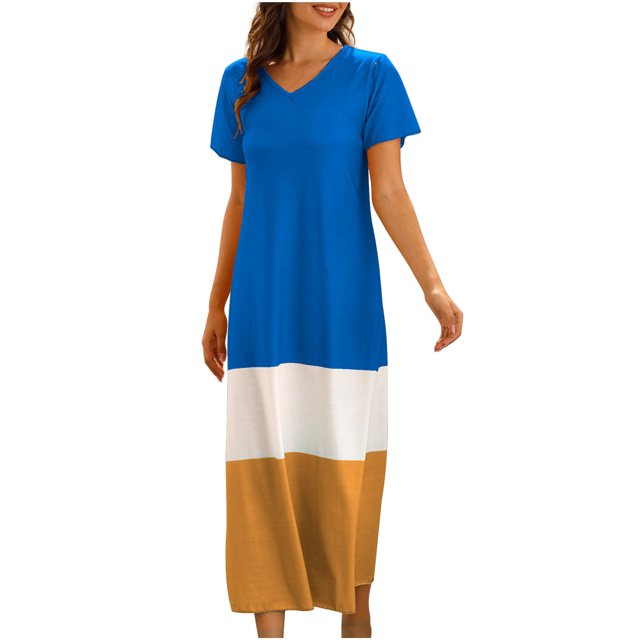 Birdeem Robe d'Été pour Femme à Empiècements Imprimés, Robe Aguichant à Col en V, Robe de Plage, Robe Soleil, Robe Ample