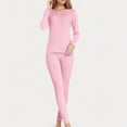 thumbnail image 2 of Moxiu Women's Fleece Lined Thermal Set - Winter Warm Cold Weather Base Layer Top & Bottom Pink,XXXXXL, 2 of 6
