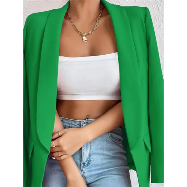 Women's Office Lightweight Loose Fit Solid Color Blazer Notch Collar Long Sleeve