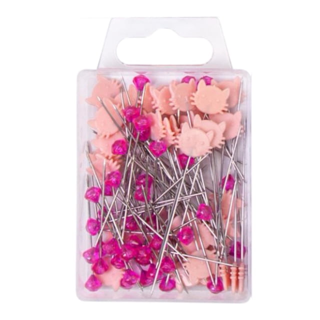 KLKCMS Straight Pins Hand Sewing Pins for DIY Activities Parties Wedding Decoration Pink