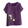 thumbnail image 4 of Cameland Hauts pour Femmes Col Rond Manches Courtes Imprimé Floral Chemise Ample, 4 of 4