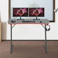 thumbnail image 2 of FDW Bureau d'Ordinateur Table, en Forme de Z pour Ordinateur, Crochet pour Écouteurs Poste de Travail Ergonomique pour Gamer, Rouge, 2 of 7