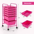thumbnail image 3 of Costway 6 Drawer Rolling Storage Cart Scrapbook Paper Office Organizer Hot Pink, 3 of 10