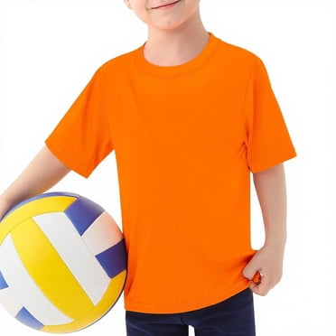 GPOECD Boys UPF 50+ Short Sleeve Rash Guard Swim Shirt Sun Tee For Youth Outdoor Water Sports Orange,3-4 Years