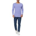 thumbnail image 2 of INSPIRE CHIC T-Shirt pour Homme à Rayures Col Rond Manches Longues Chandail Haut 42 Rayure Bleue, 2 of 7