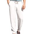 thumbnail image 1 of Pants for Men, Mens Fashion Drawstring Elastic Waist Solid Color Casual Length Pants, 1 of 7