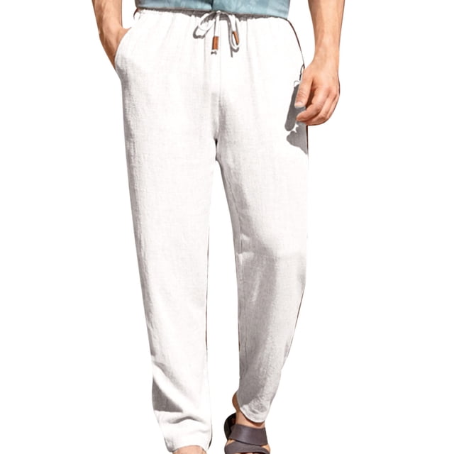 Pants for Men, Mens Fashion Drawstring Elastic Waist Solid Color Casual Length Pants