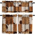 thumbnail image 1 of Vintage Fur Patchwork Curtains Valance,Western Farm Animal Cow Fur Pattern Patchwork Valance,Home Kitchen Living Room Decor Window Valance,3 Piece Set, 1 of 5
